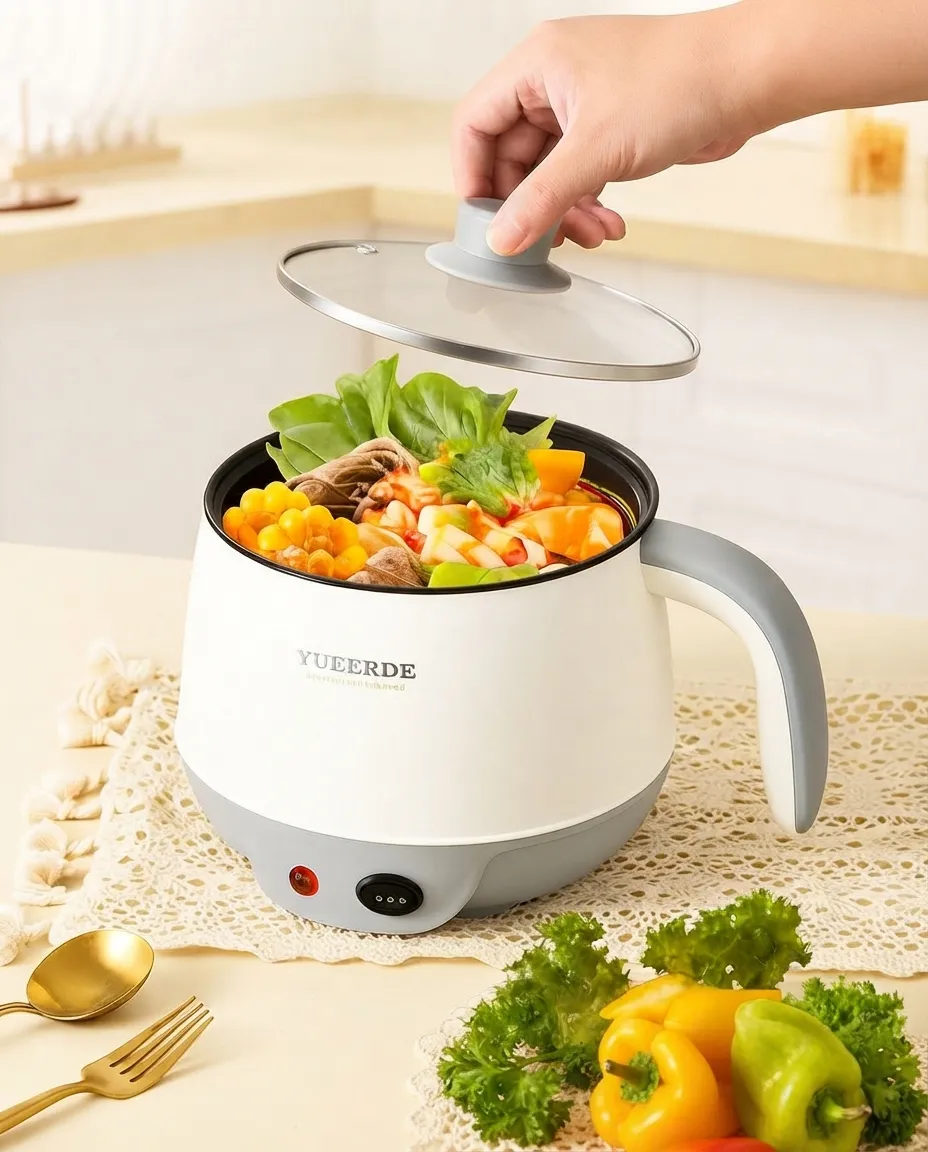 Eggs Boiler Electric Cooking Pot With Glass Lid Noodles Cooker - 1.5L