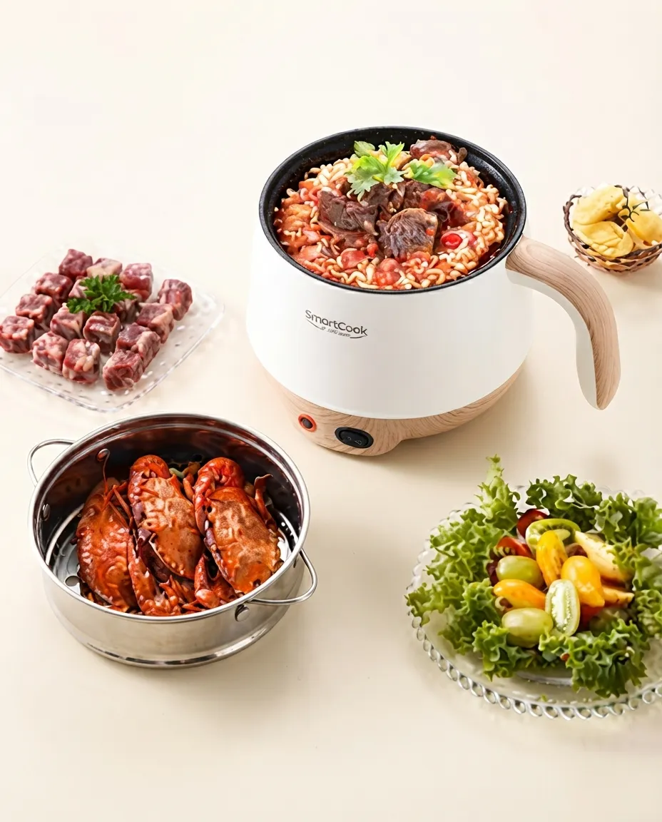 Eggs Boiler Electric Cooking Pot With Glass Lid Noodles Cooker - 1.5L