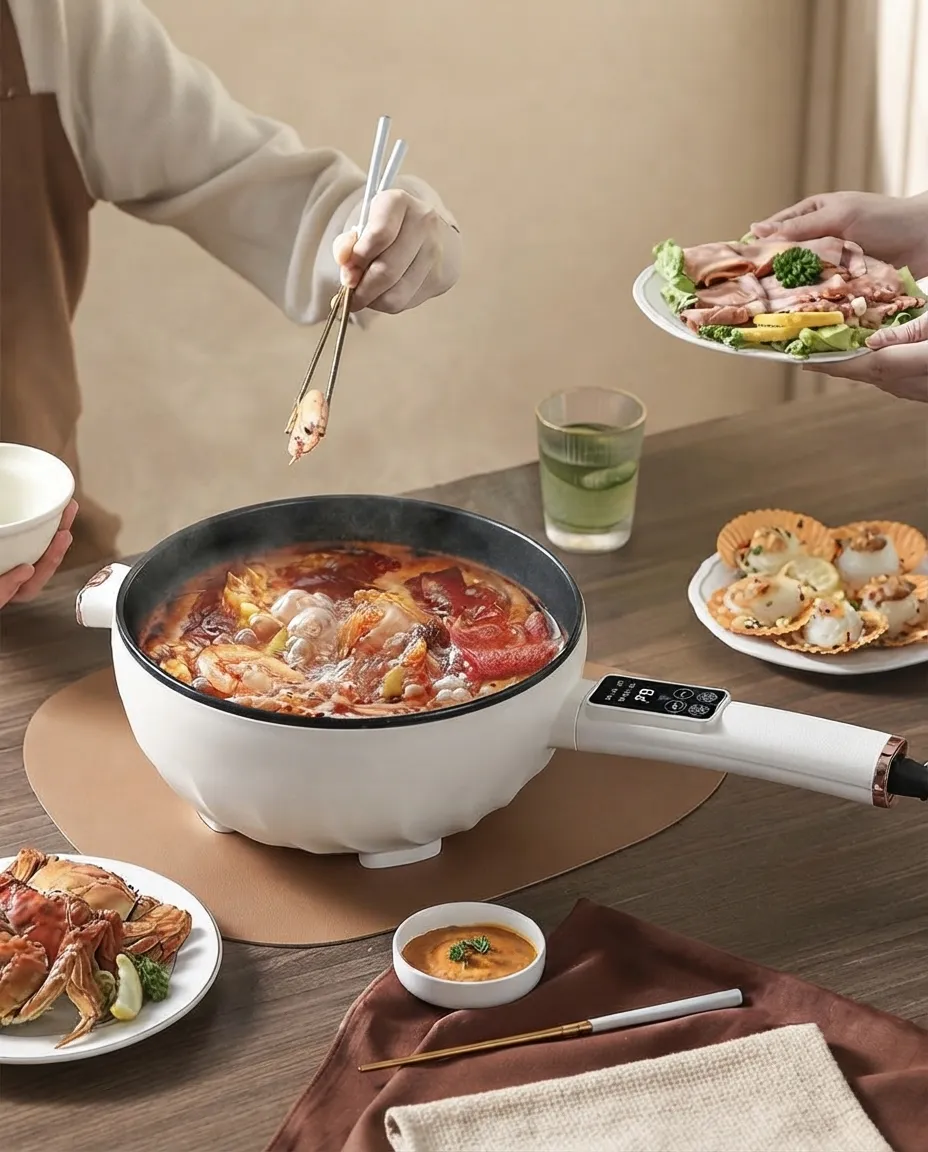3L Electric Cooker & Steamer Pot With Glass Lid