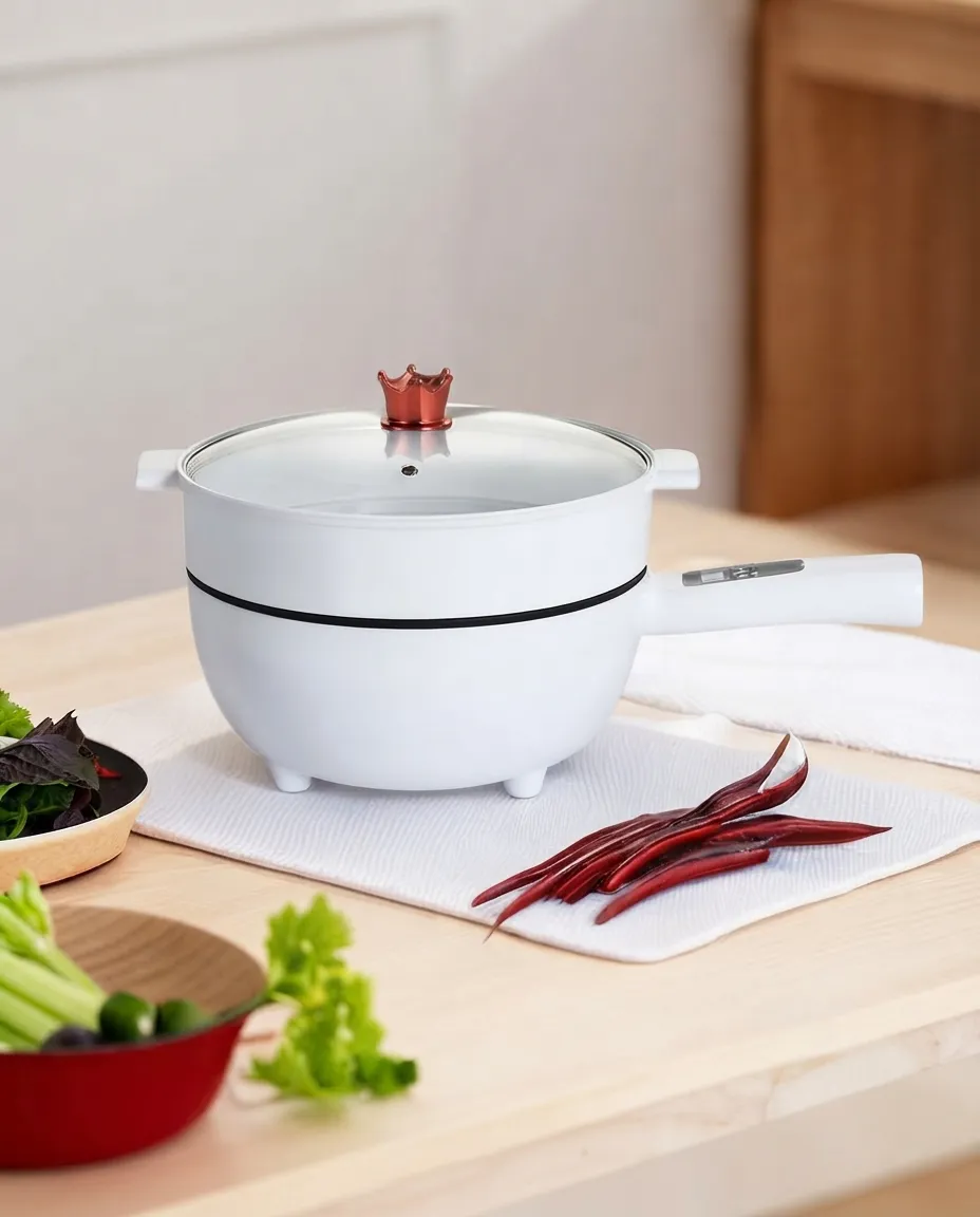 3L Electric Cooker & Steamer Pot With Glass Lid