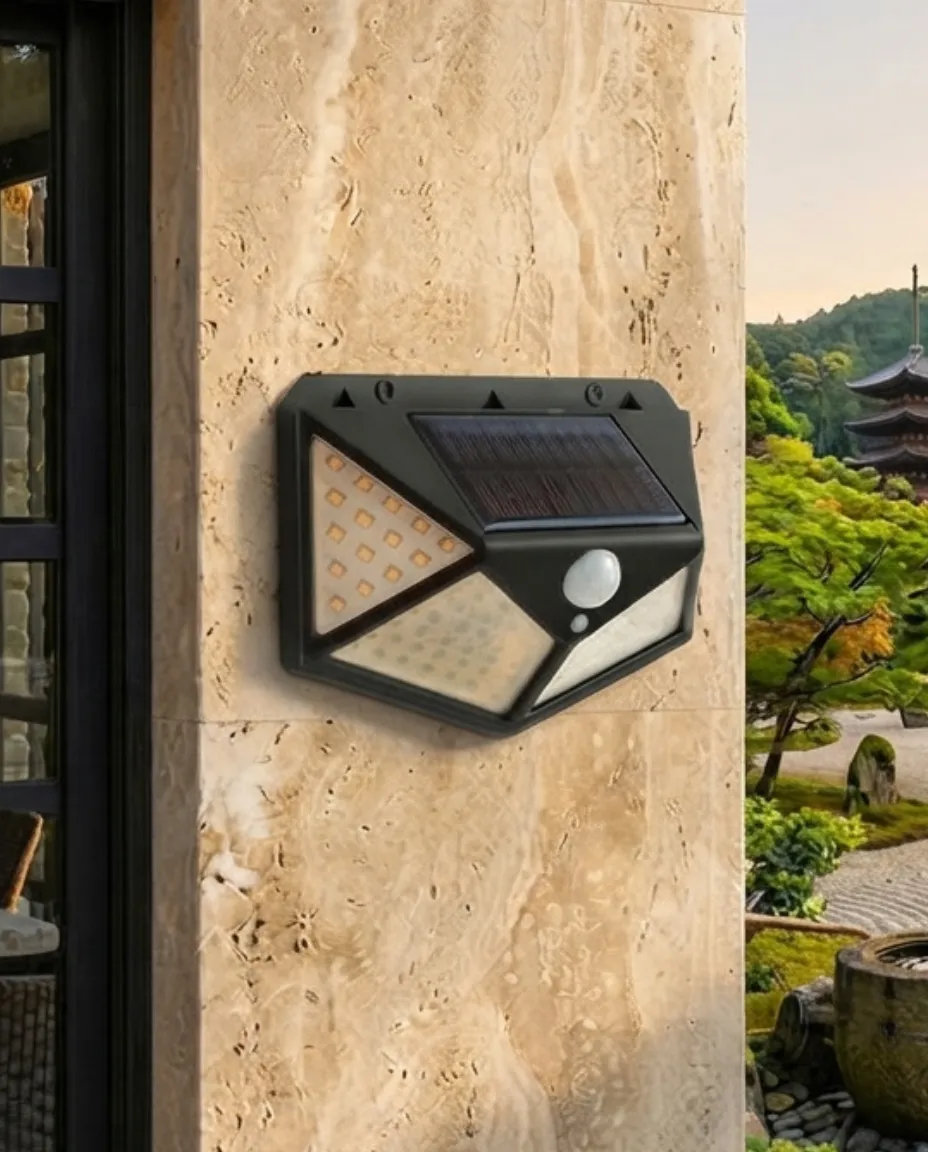 100 LED Solar-Powered Sensor Outdoor Wall Light  Wireless Waterproof