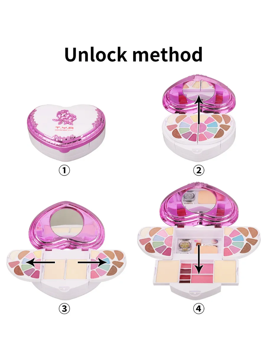 Foldable Heart-Shaped All-in-One Multi-Layer Makeup Kit for Women