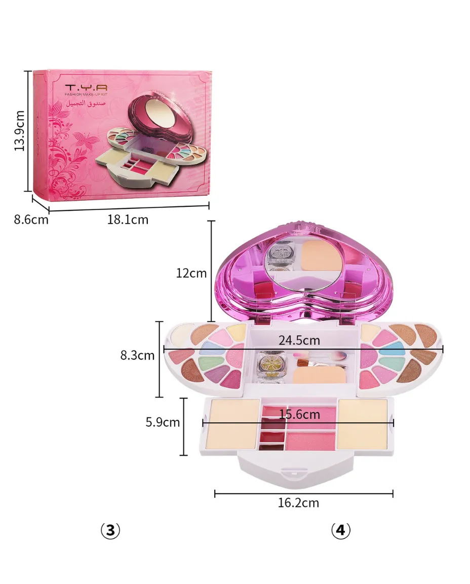 Foldable Heart-Shaped All-in-One Multi-Layer Makeup Kit for Women