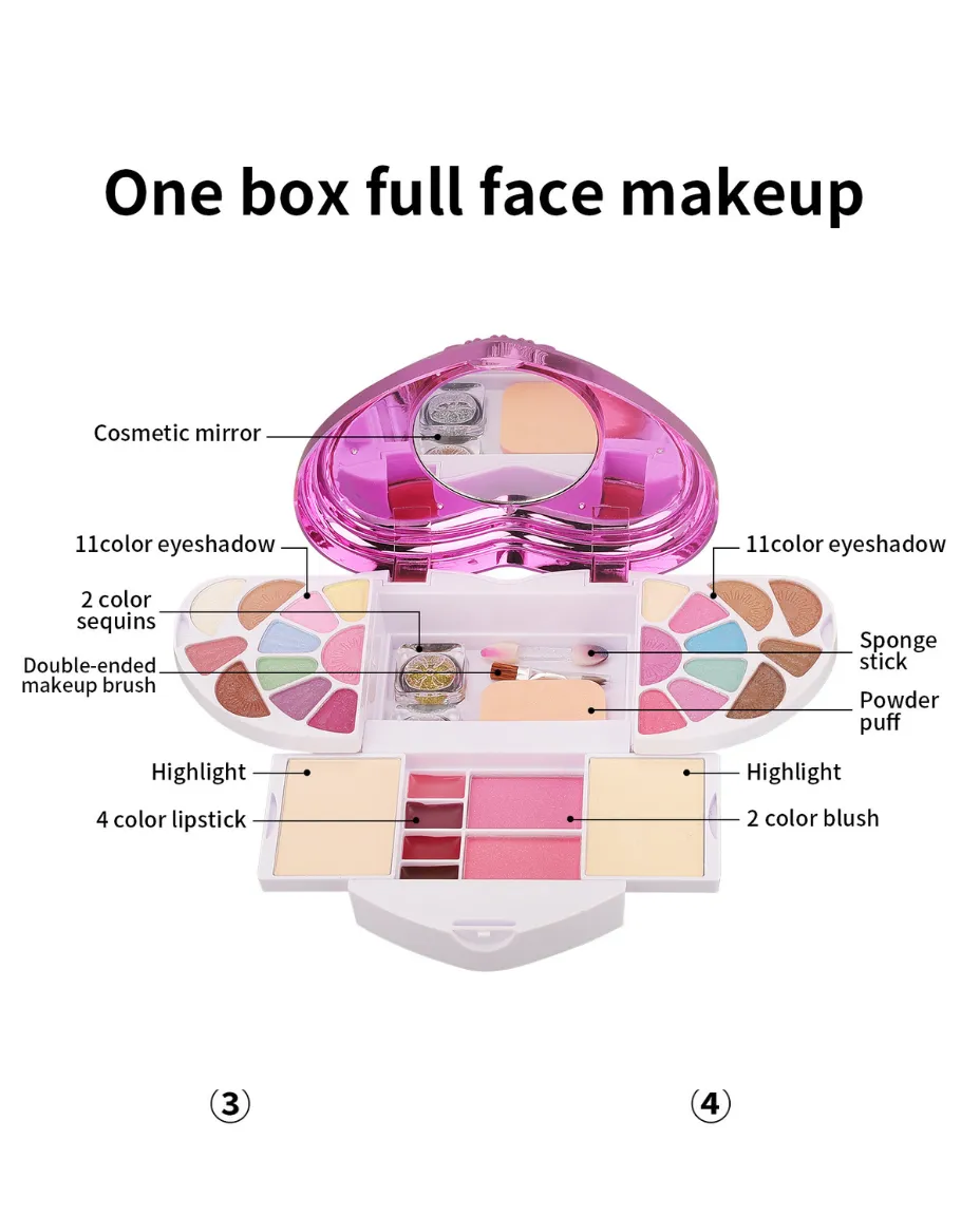 Foldable Heart-Shaped All-in-One Multi-Layer Makeup Kit for Women