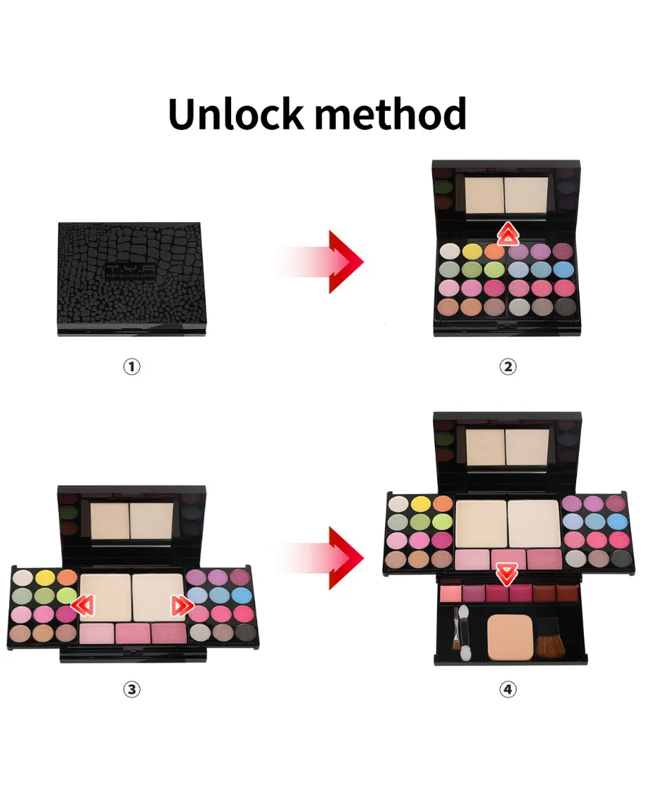 Multicolor Women's Eyeshadow & Blush Makeup Kit With Mirror
