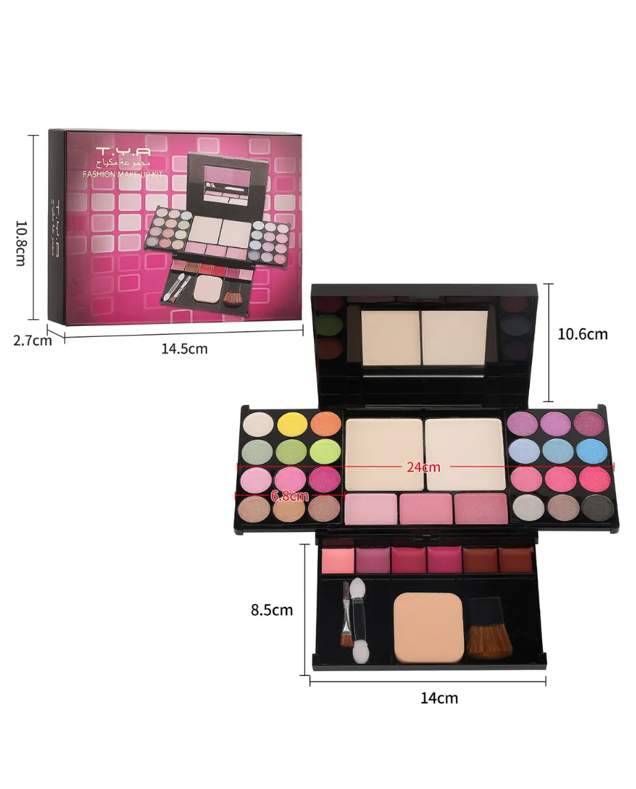 Multicolor Women's Eyeshadow & Blush Makeup Kit With Mirror