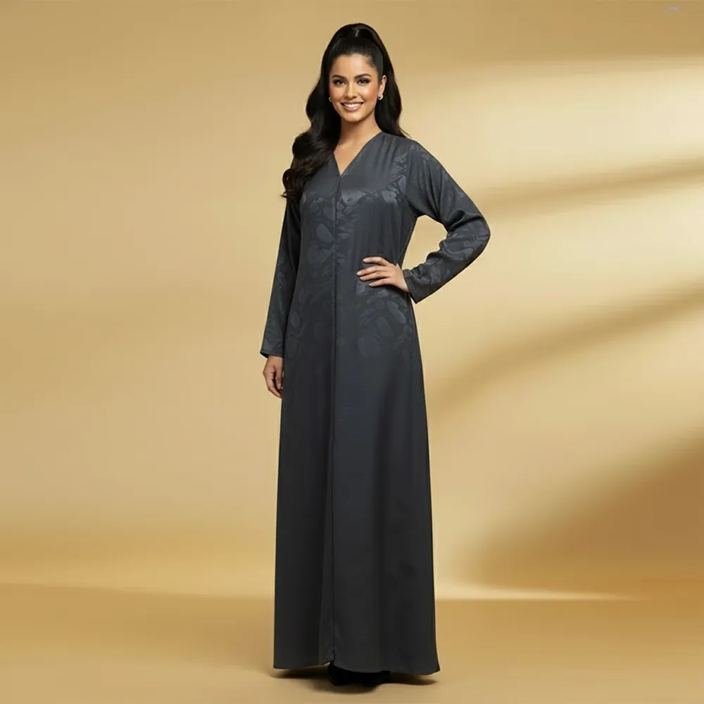 Women Abaya Arabic Style Abaya Long Sleeves Girls Abaya Button Closure Floral Abaya