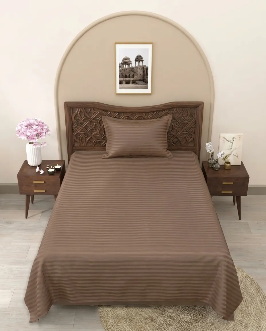 Single Bedsheet With Matching Pillow Cover Quality Fabric Printed Flat Sheet - 150x230cm