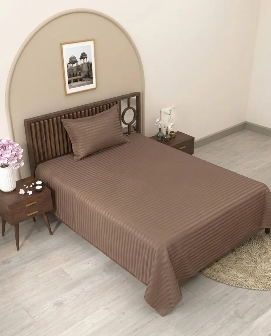 Single Bedsheet With Matching Pillow Cover Quality Fabric Printed Flat Sheet - 150x230cm