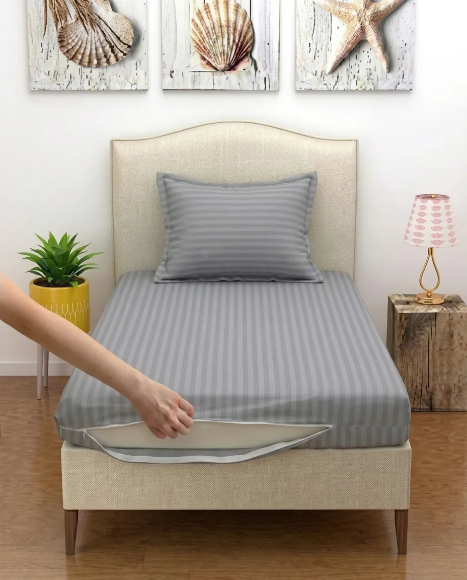 Zipper Closure Single Bedsheet With Matching Pillow – 100x200