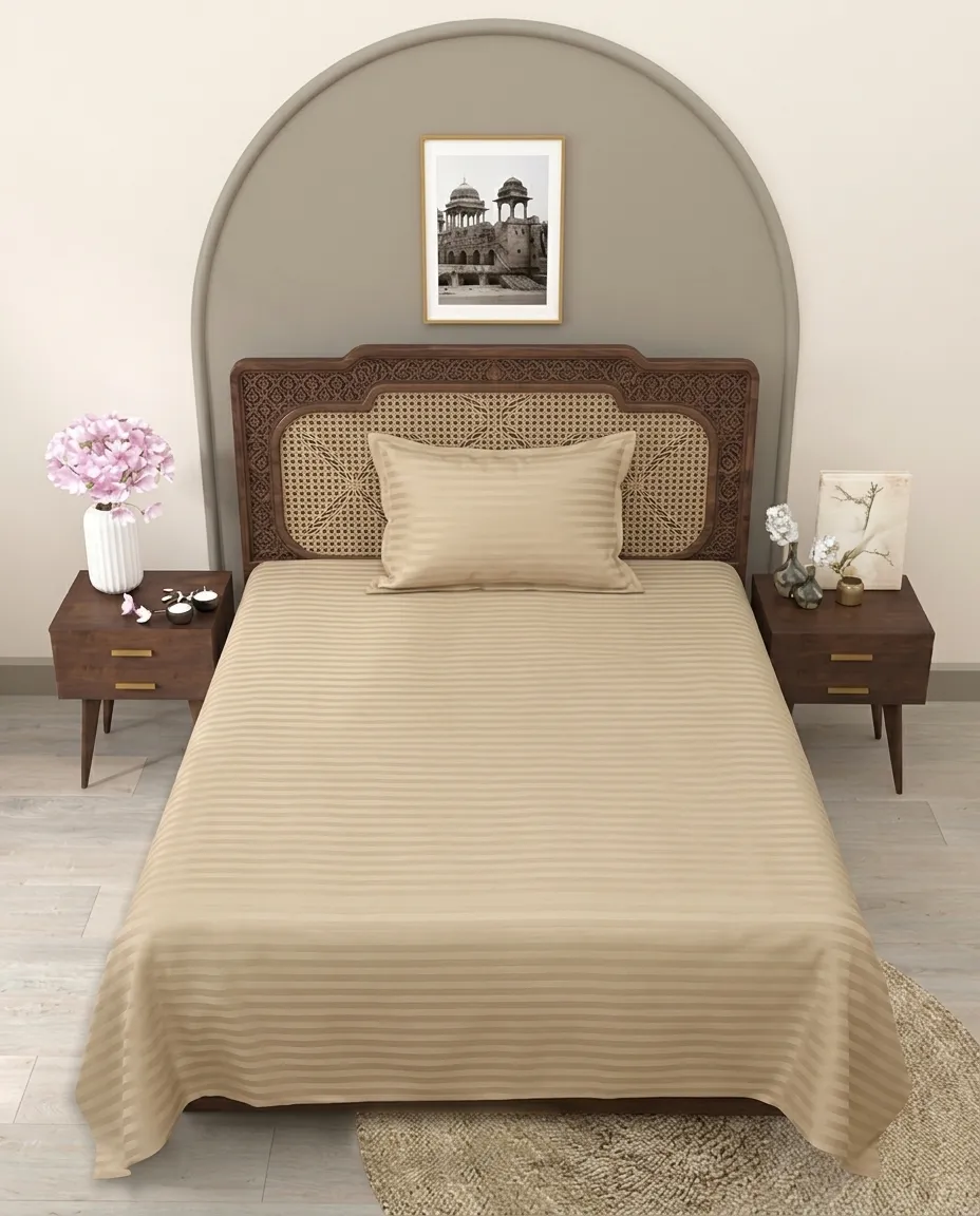 Single Bedsheet With Matching Pillow Cover Quality Fabric Printed Flat Sheet - 150x230cm