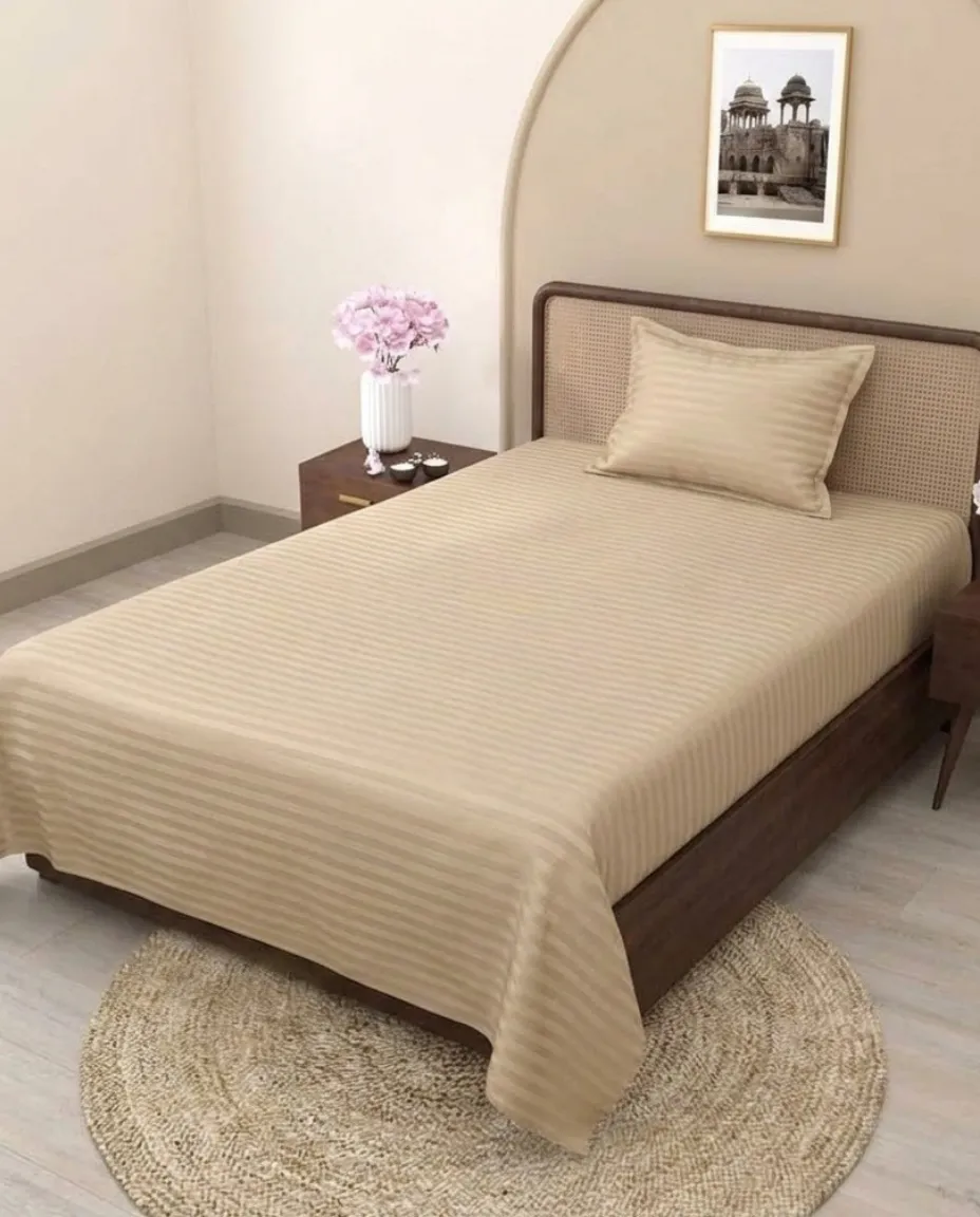 Single Bedsheet With Matching Pillow Cover Quality Fabric Printed Flat Sheet - 150x230cm
