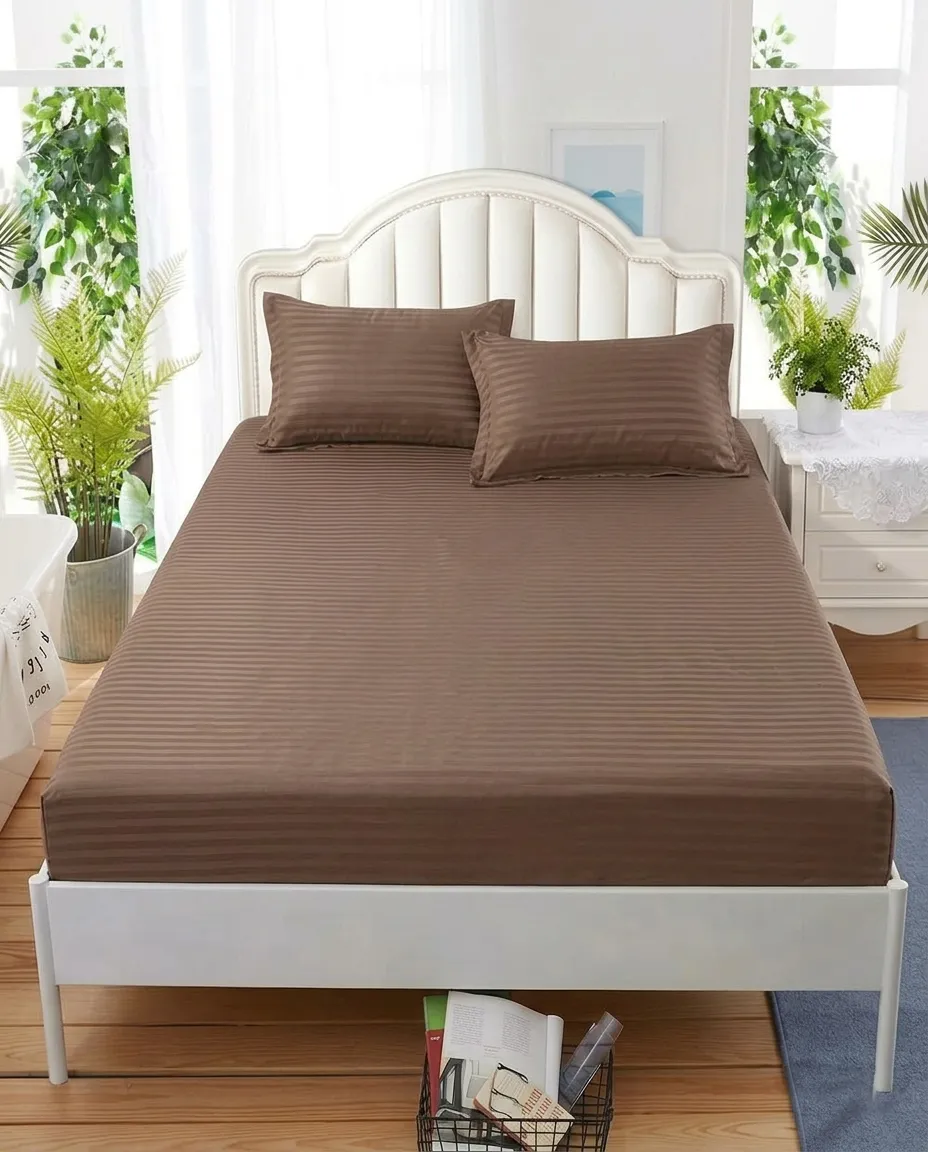 Double Bed Fitted Sheet With 2 Pillow Covers – 160x190