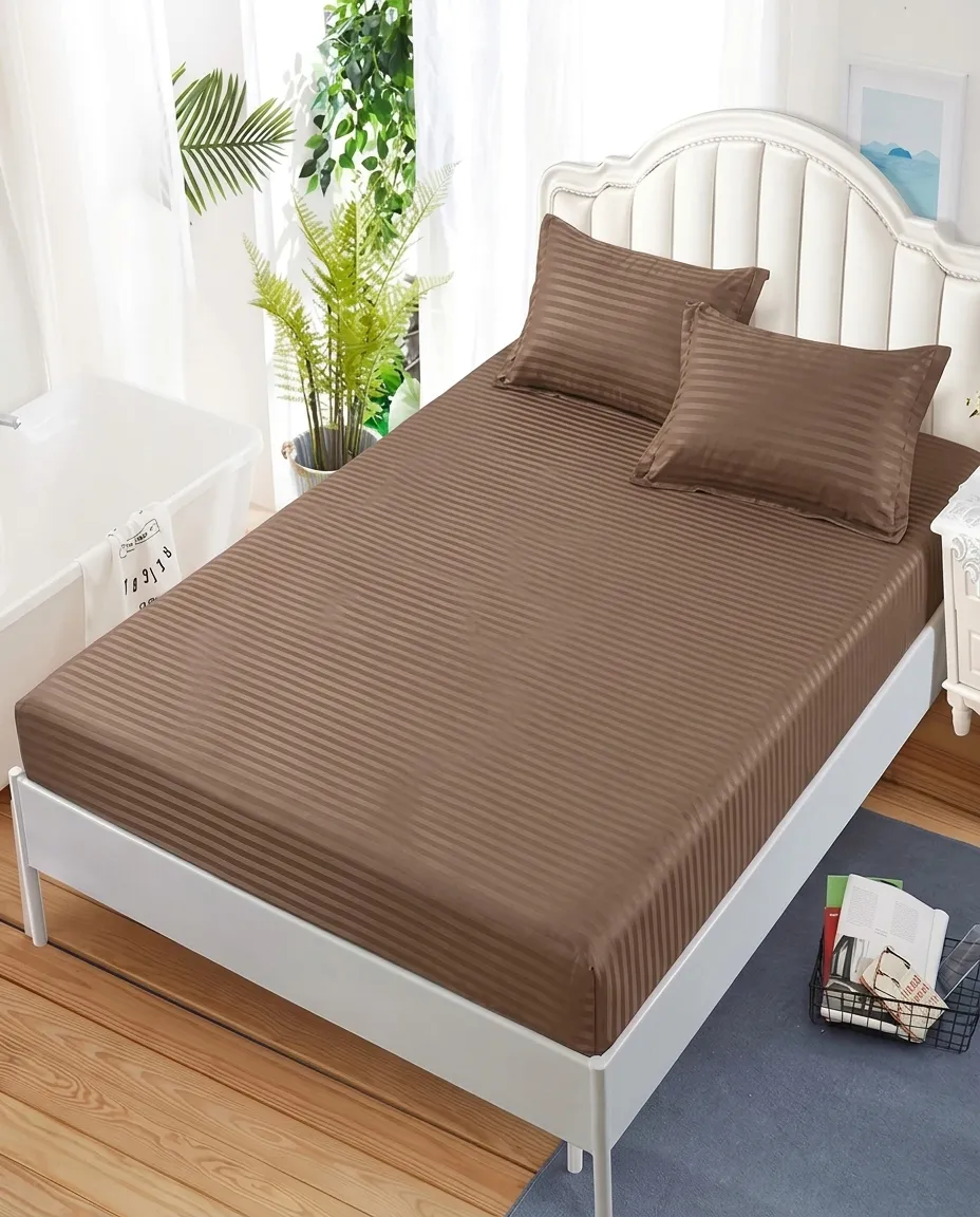 Double Bed Fitted Sheet With 2 Pillow Covers – 160x190