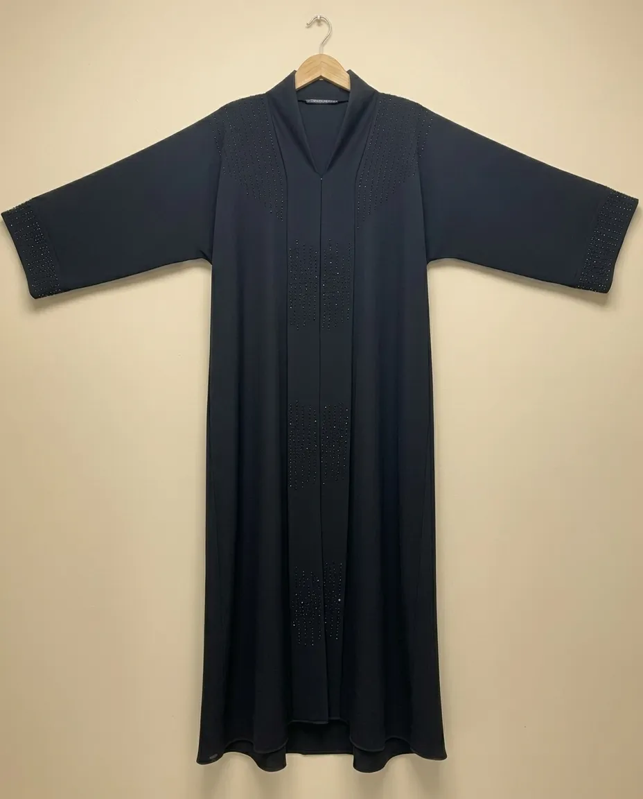 Modern Black Abaya With Sheila Rhinestone Details Elegant Modest Fashion
