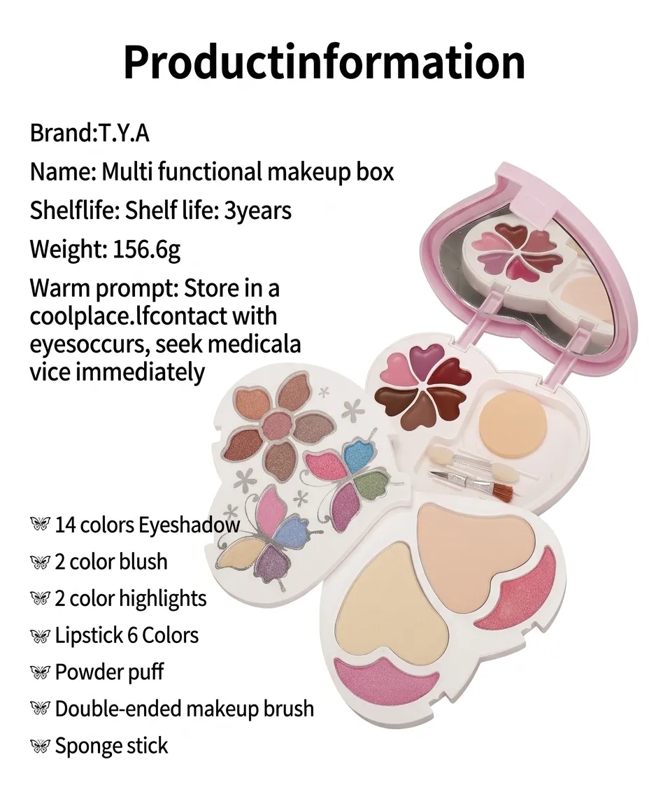 Heart Shaped Makeup Kit With Eyeshadow & Blush Mini Palette