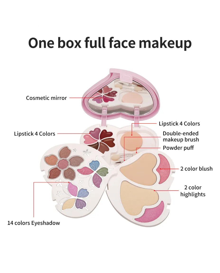 Heart Shaped Makeup Kit With Eyeshadow & Blush Mini Palette