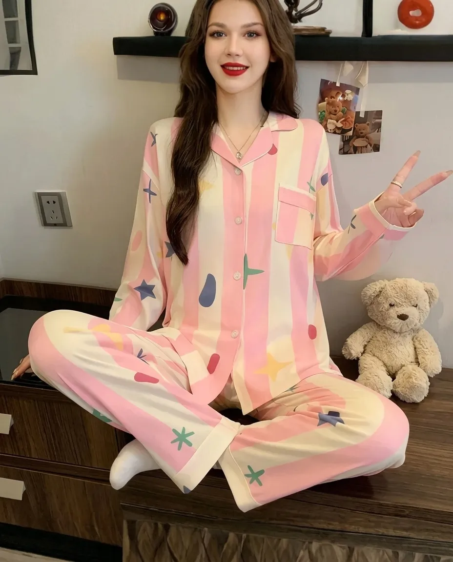 Cozy Women’s Pajama Set With Fun Prints – 2-Piece Sleepwear