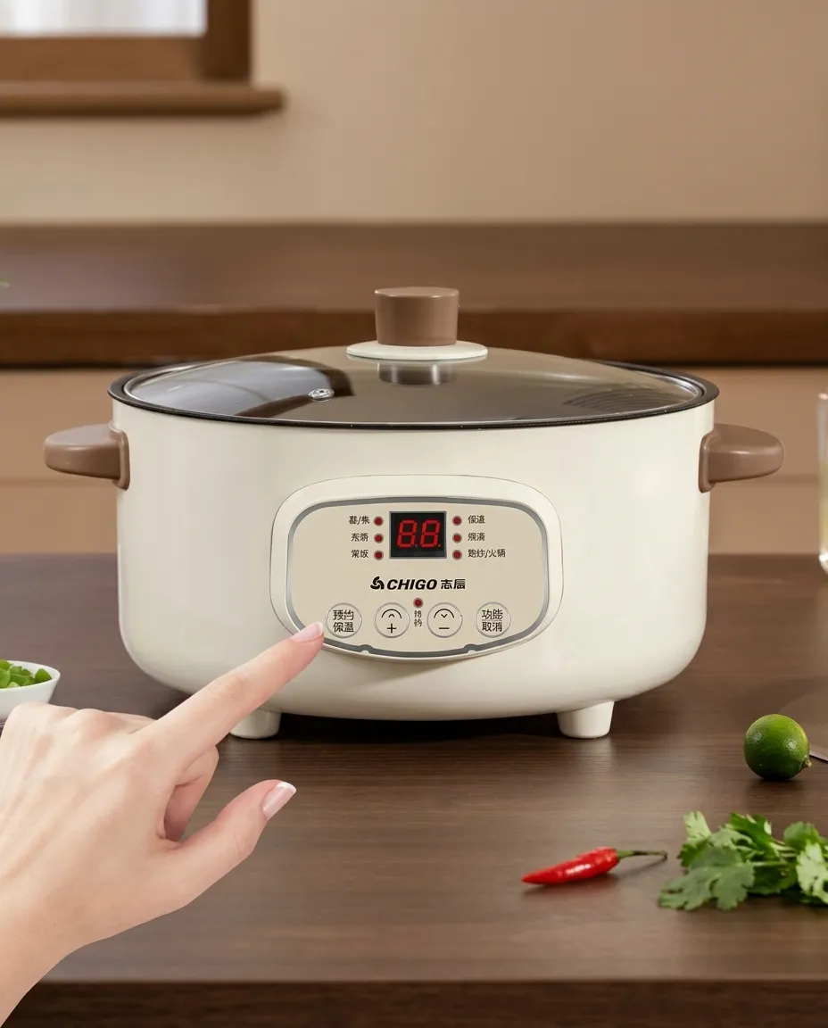 Multi-function Electric Cooker Steamer Digital Display Control Rice Noodles Cooking Hot Pot - 2.8L