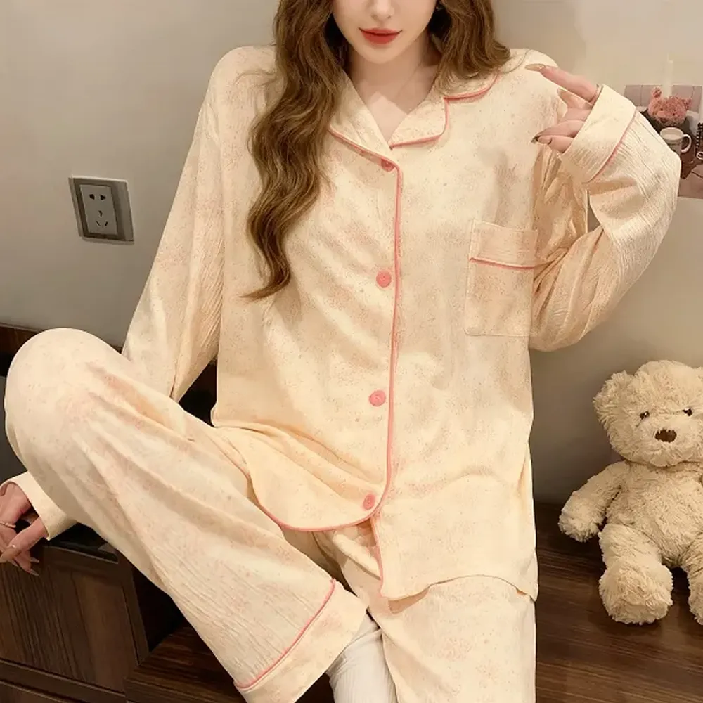 Two Pieces Women's Pajama Set Comportable Relax Girls Wear Pajama