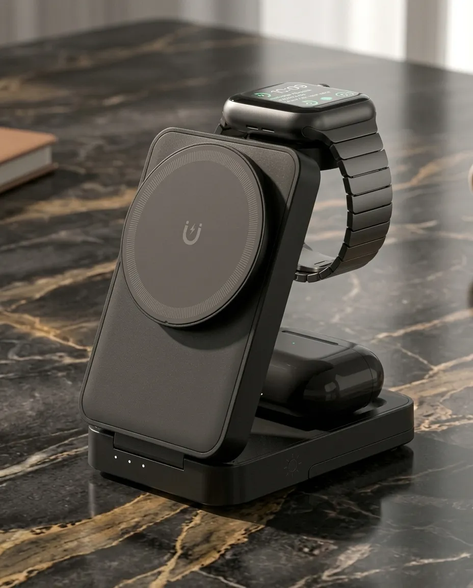 3-in-1 Wireless Charging Station for Phone, Watch & Earbuds Stand (Copy)