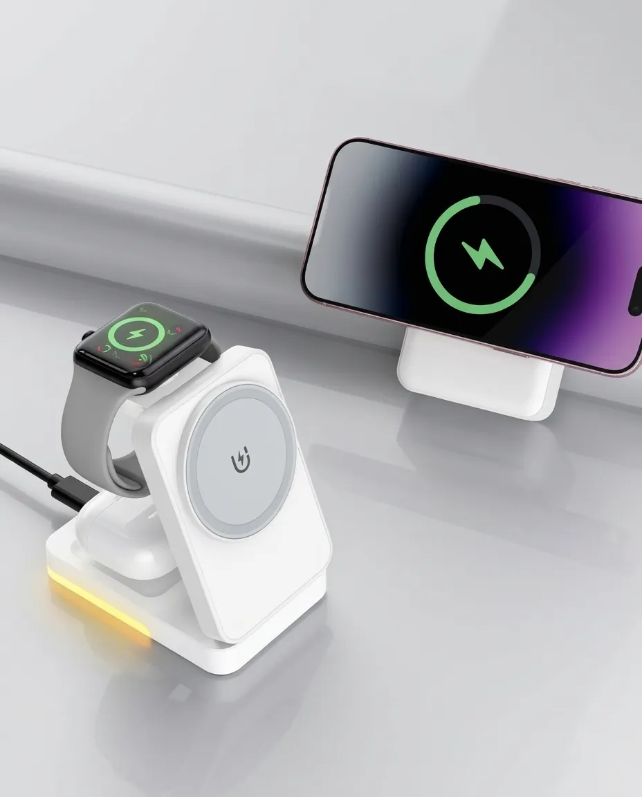 3-in-1 Wireless Charging Station for Phone, Watch & Earbuds Stand