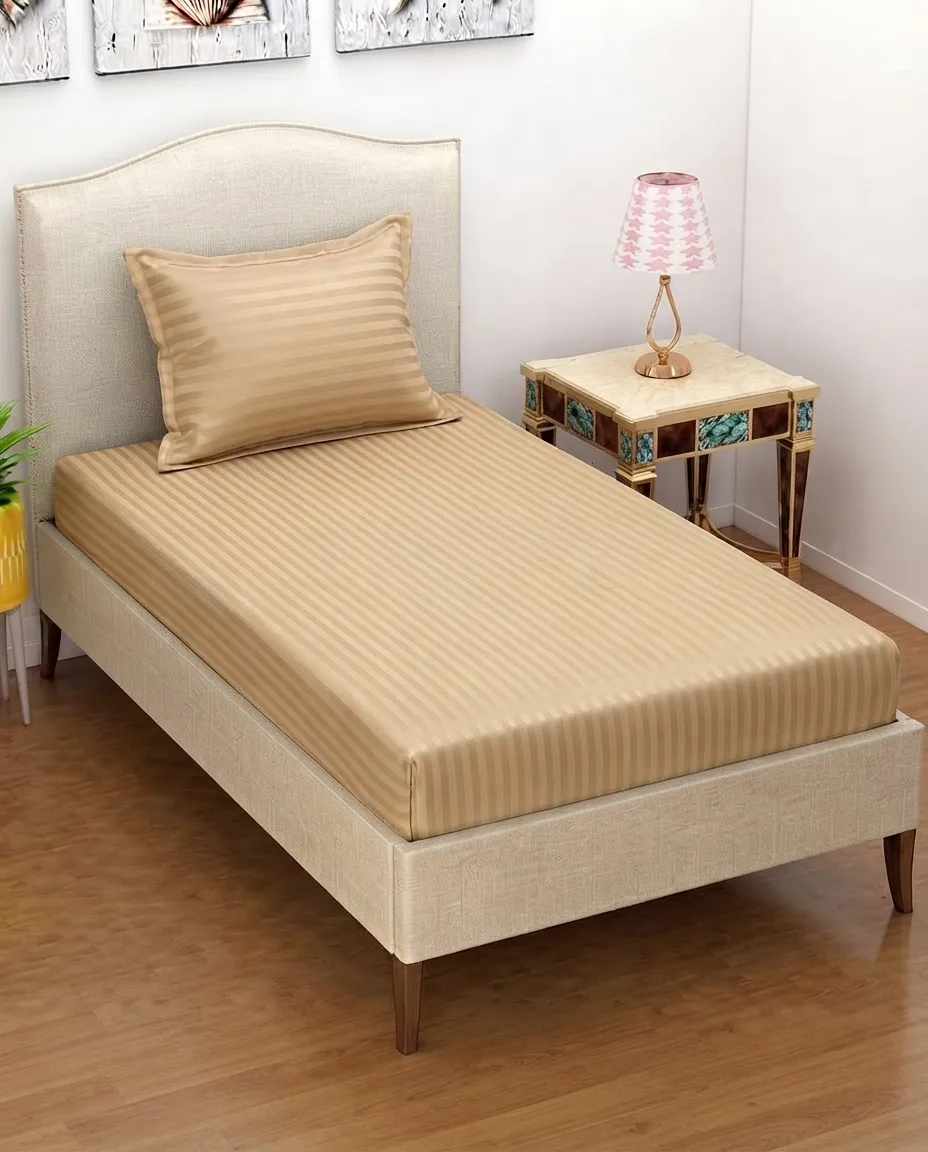 Zipper Closure Single Fitted Bedsheet With Matching Pillow Cover - 100x200