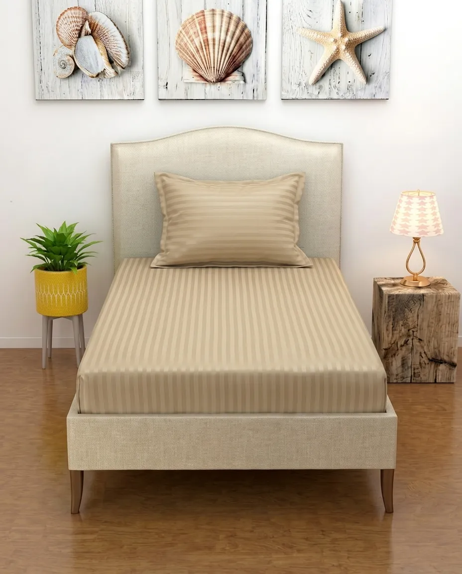 Zipper Closure Single Fitted Bedsheet With Matching Pillow Cover - 100x200