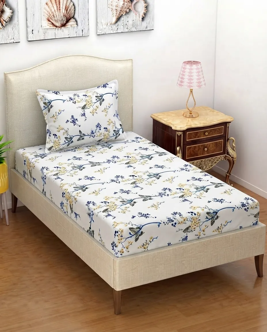 Zipper Closure Single Fitted Bedsheet With Matching Pillow Cover – 100×200 cm