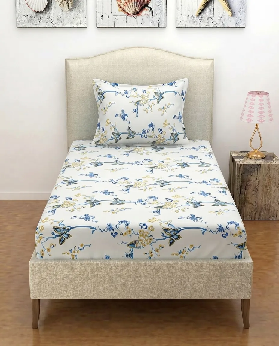 Zipper Closure Single Fitted Bedsheet With Matching Pillow Cover – 100×200 cm