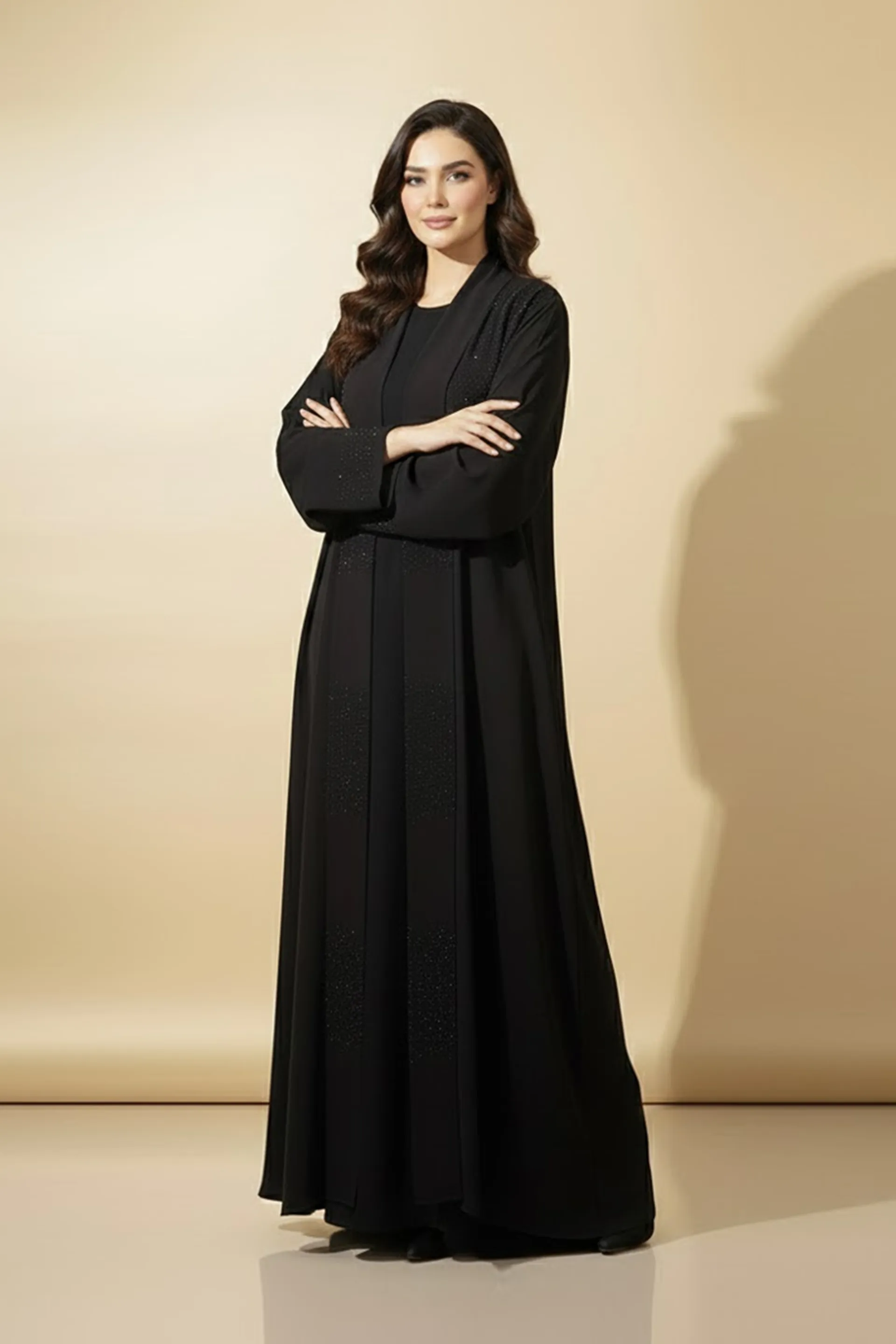 Modern Elegant Brown Abaya Premium Modest Fashion For Women Rhinestone Decorated Muslim Abaya