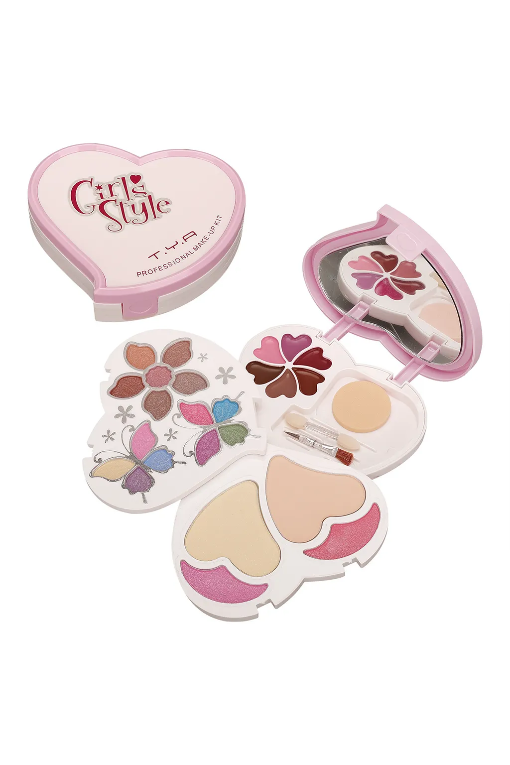 Heart Shaped Makeup Kit Colorful Beauty Set Women's Face Beauty Eyeshadow Blush Powder With Mirror
