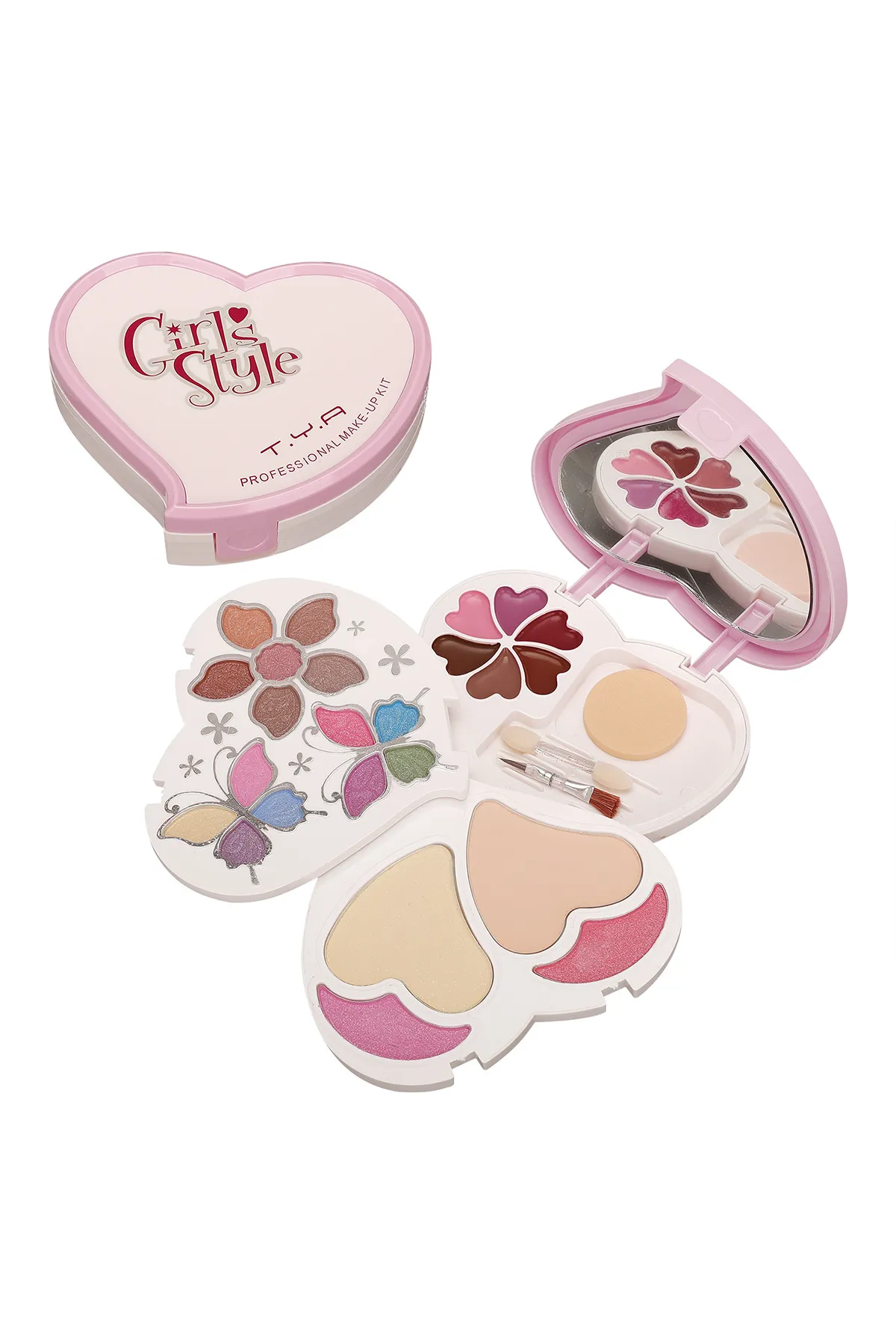 Heart Shaped Makeup Kit Colorful Beauty Set Women's Face Beauty Eyeshadow Blush Powder With Mirror