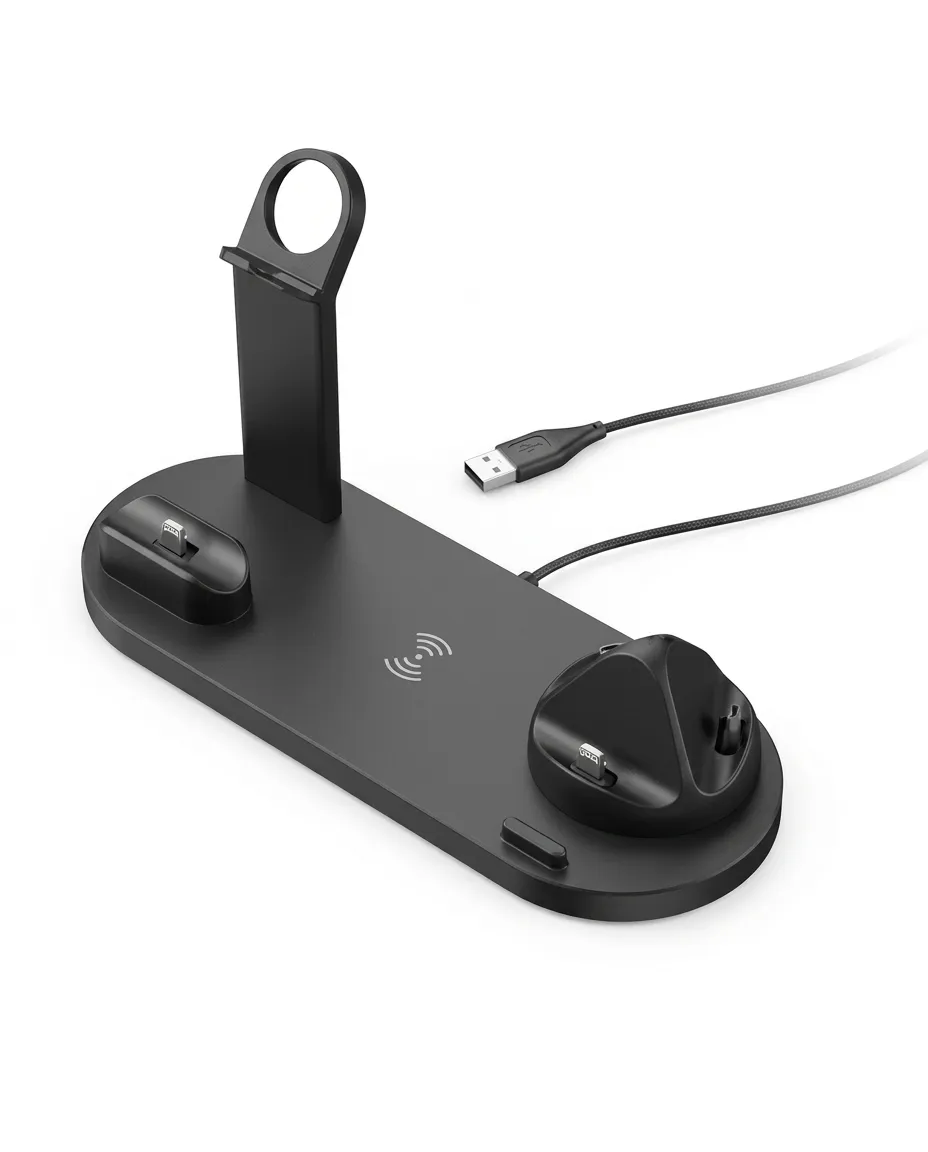3-in-1 Wireless Charging Station for iPhone & Samsung Phone, Watch & Earbuds Charger Stand