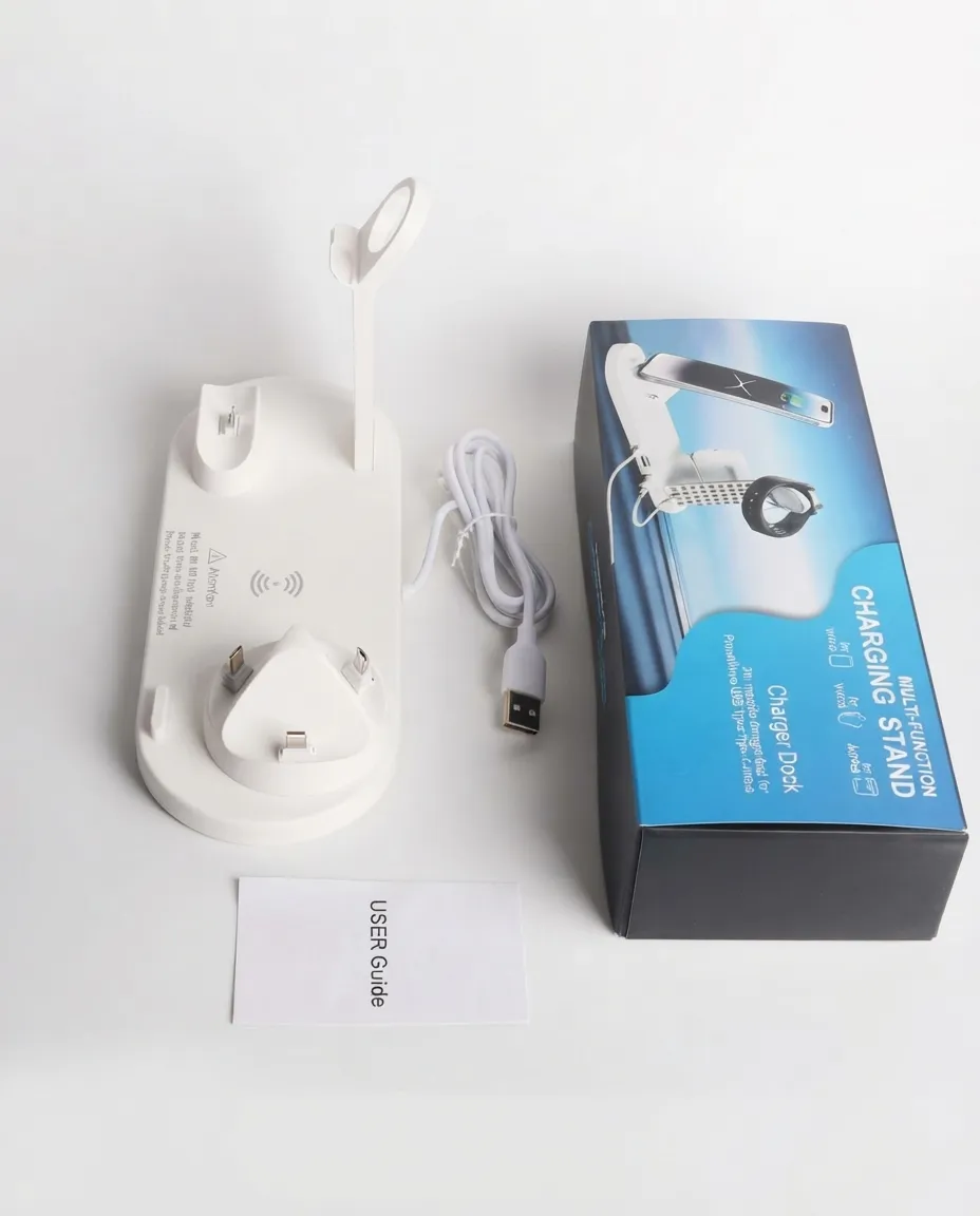 3-in-1 Wireless Charging Station for iPhone & Samsung Phone, Watch & Earbuds Charger Stand
