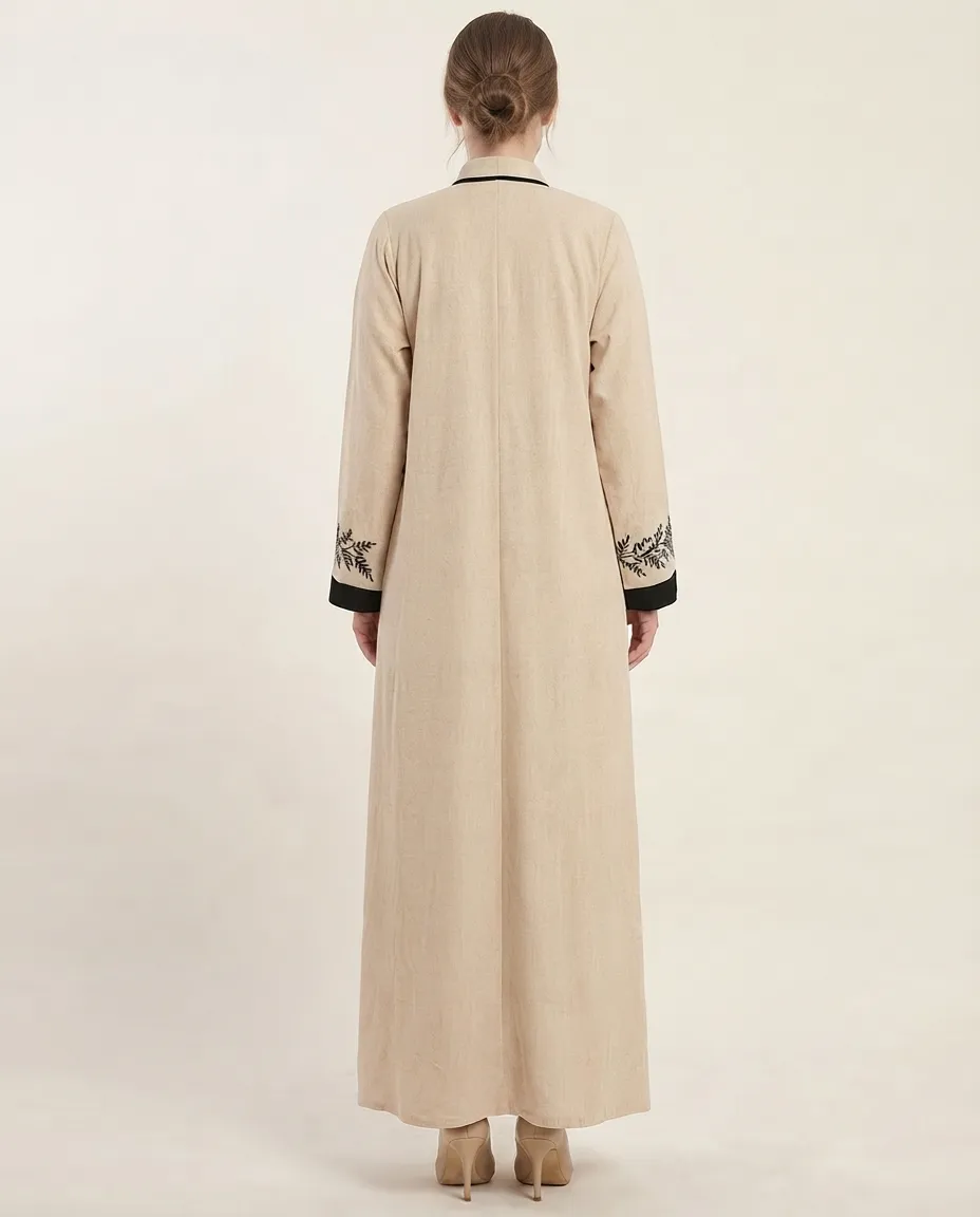 3-Piece Embroidered Abaya Set With Inner & Matching Hijab