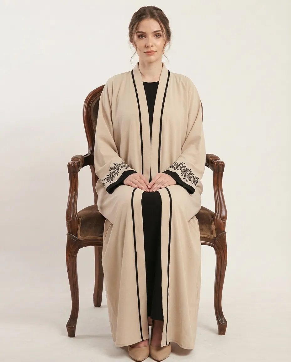 3-Piece Embroidered Abaya Set With Inner & Matching Hijab