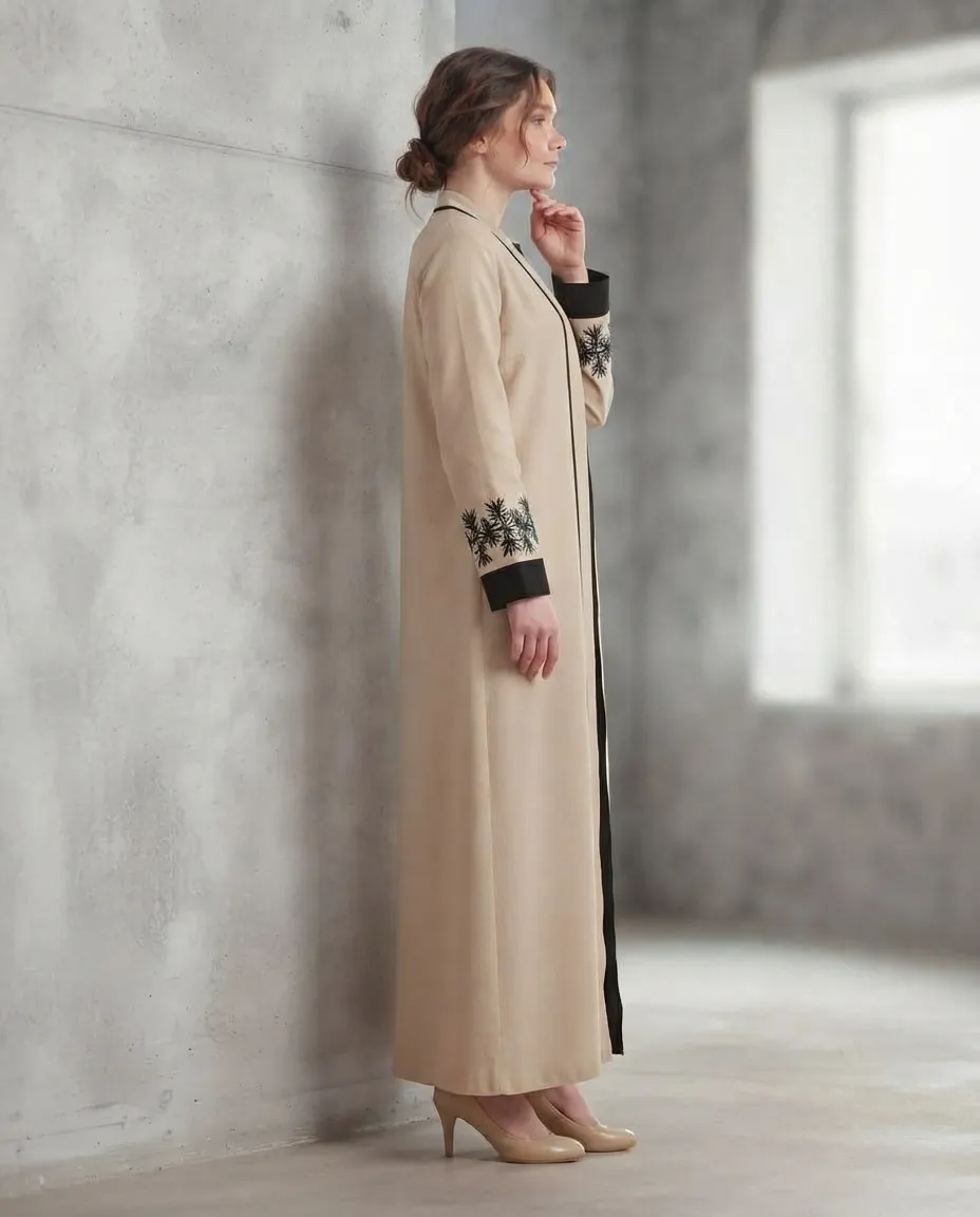 3-Piece Embroidered Abaya Set With Inner & Matching Hijab