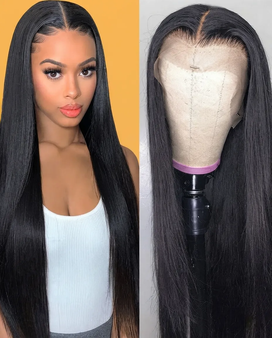 30-Inch Long Straight Lace Front Wig Natural Look