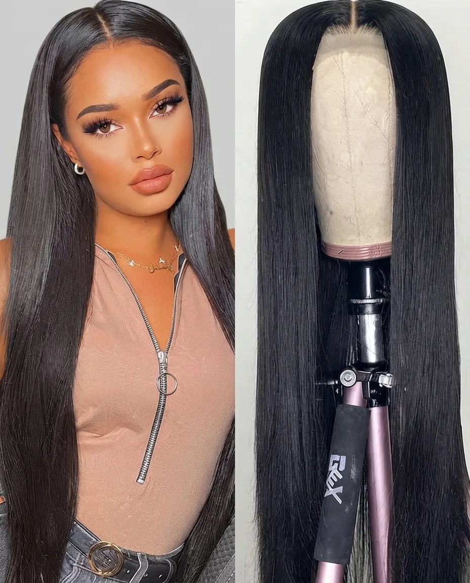 30-Inch Long Straight Lace Front Wig Natural Look