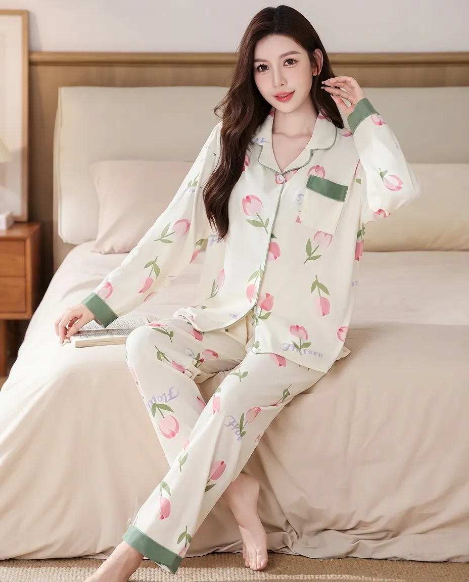 Floral Women’s Pajama Set Casual Top & Bottom Loungewear