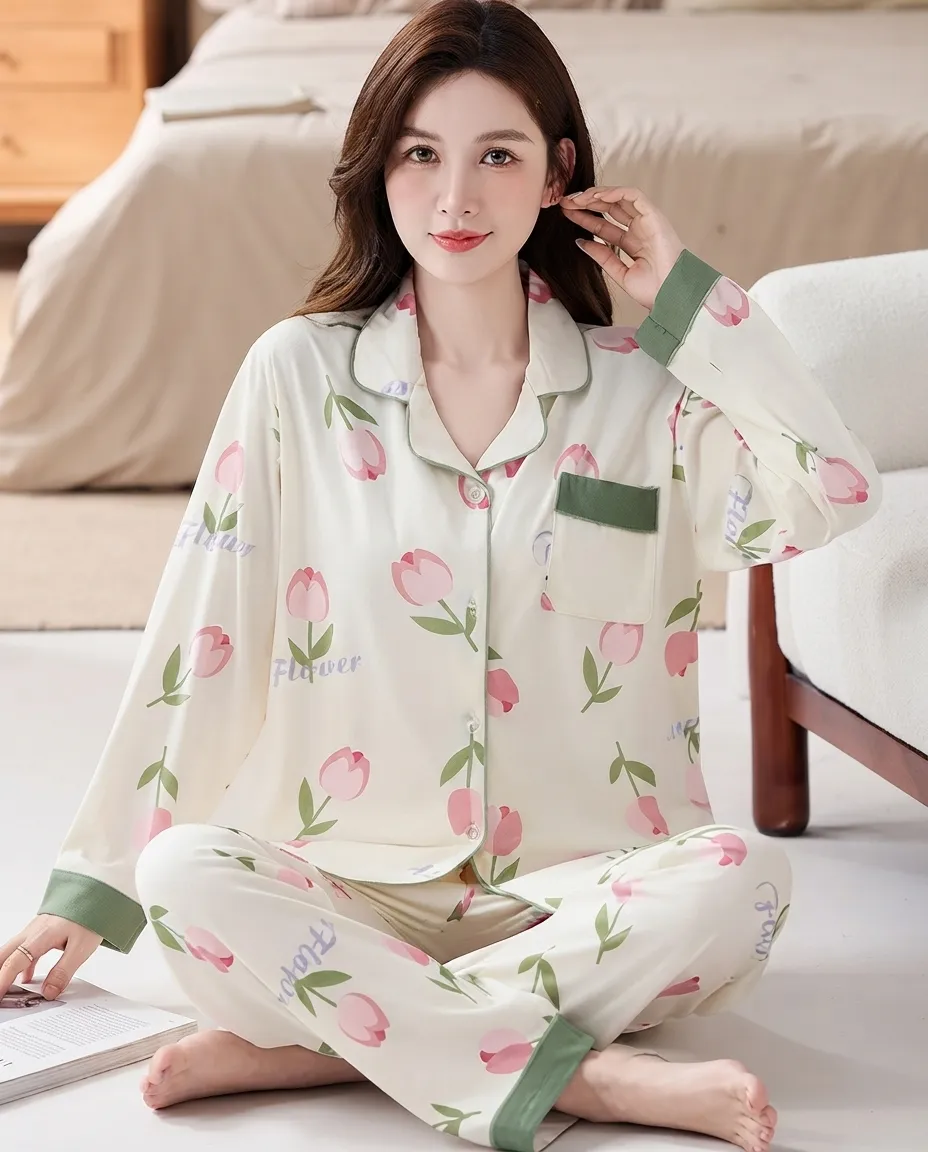 Floral Women’s Pajama Set Casual Top & Bottom Loungewear