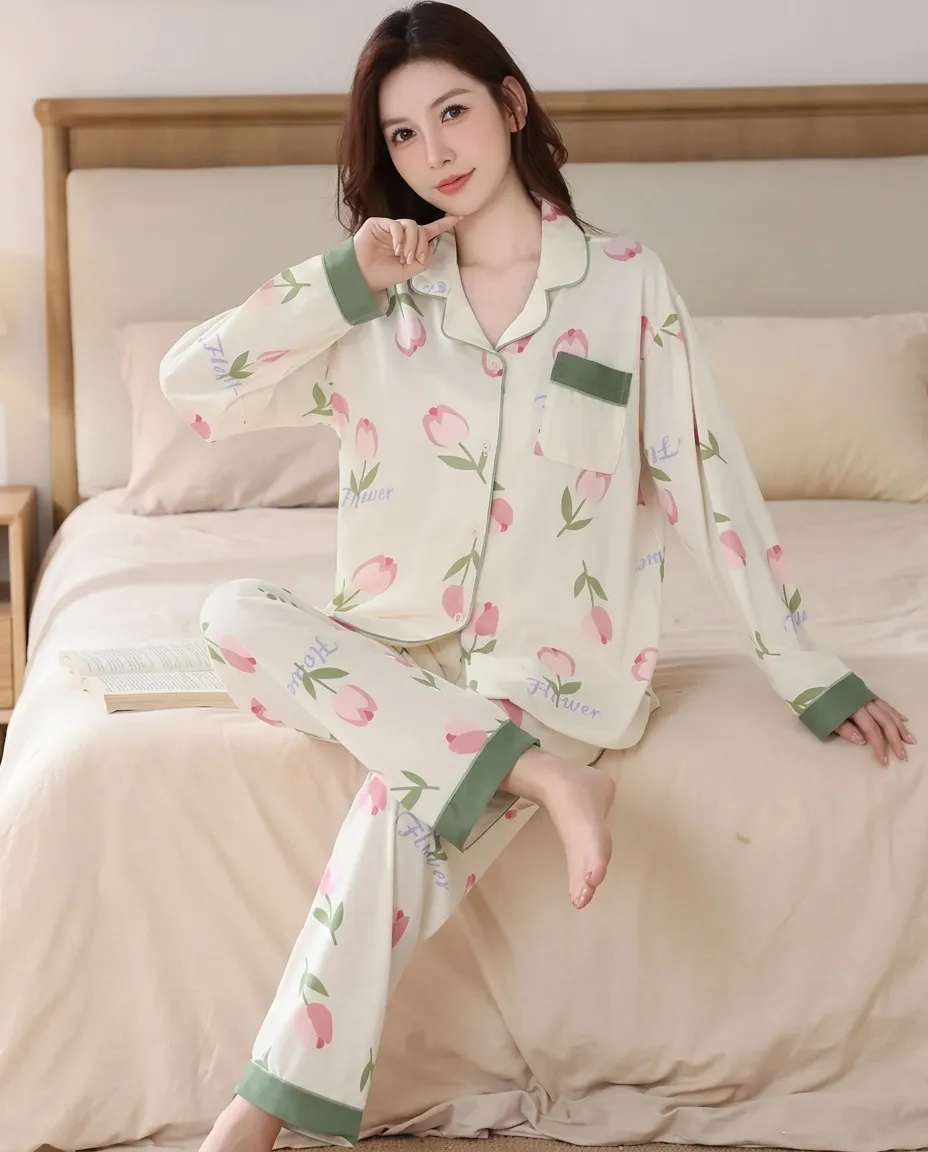 Floral Women’s Pajama Set Casual Top & Bottom Loungewear