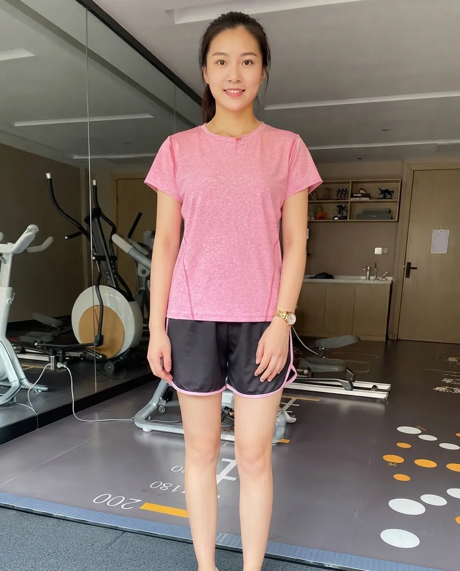 Pink Striped Workout Set For Women With Raglan Sleeves