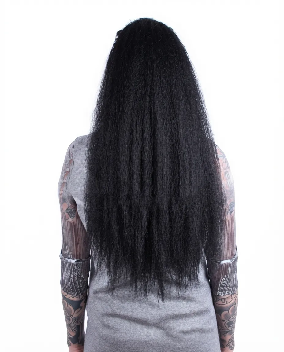 24-Inch Straight Ponytail Wig Easy Hook Synthetic Fiber Black
