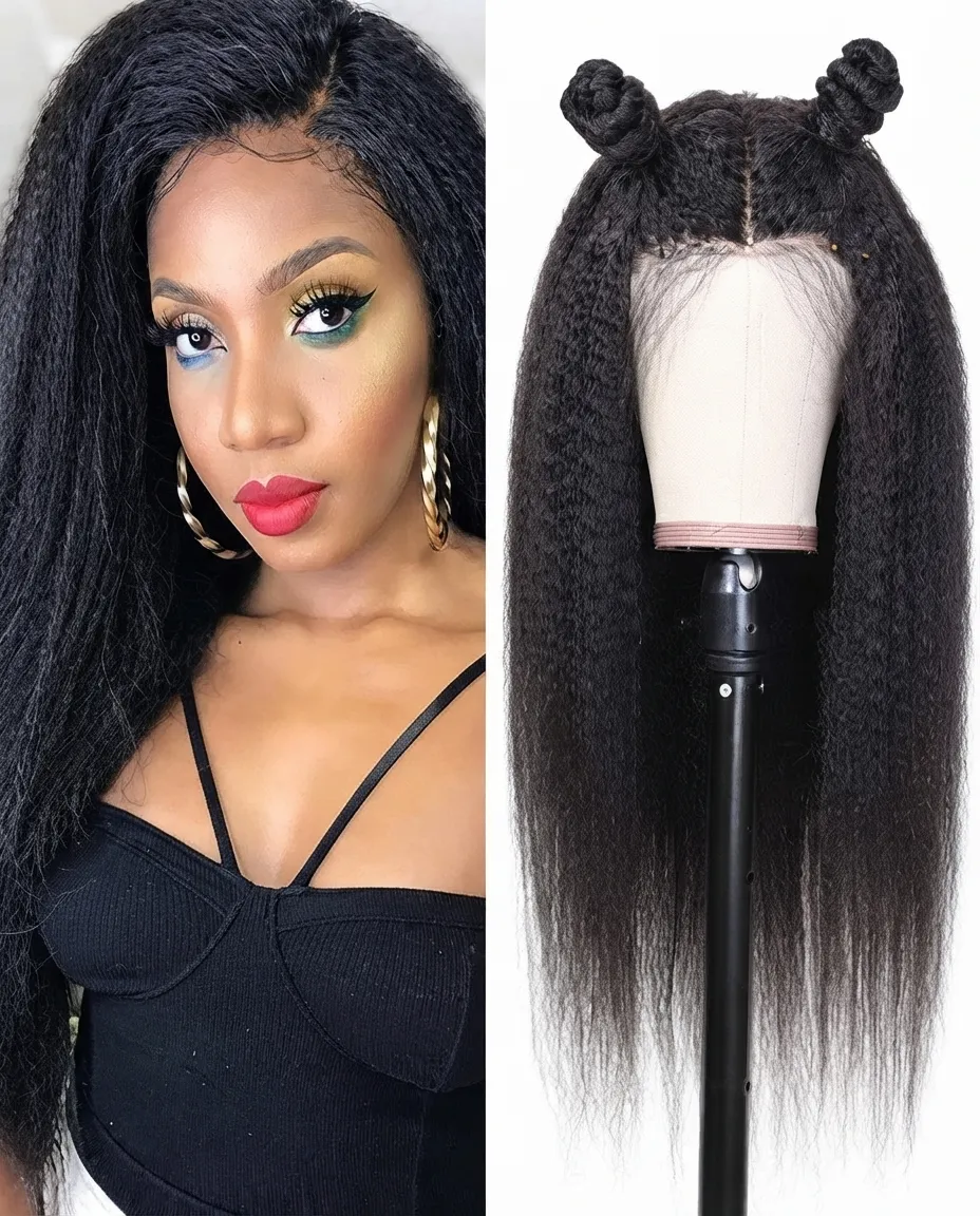 24-Inch Straight Ponytail Wig Easy Hook Synthetic Fiber Black
