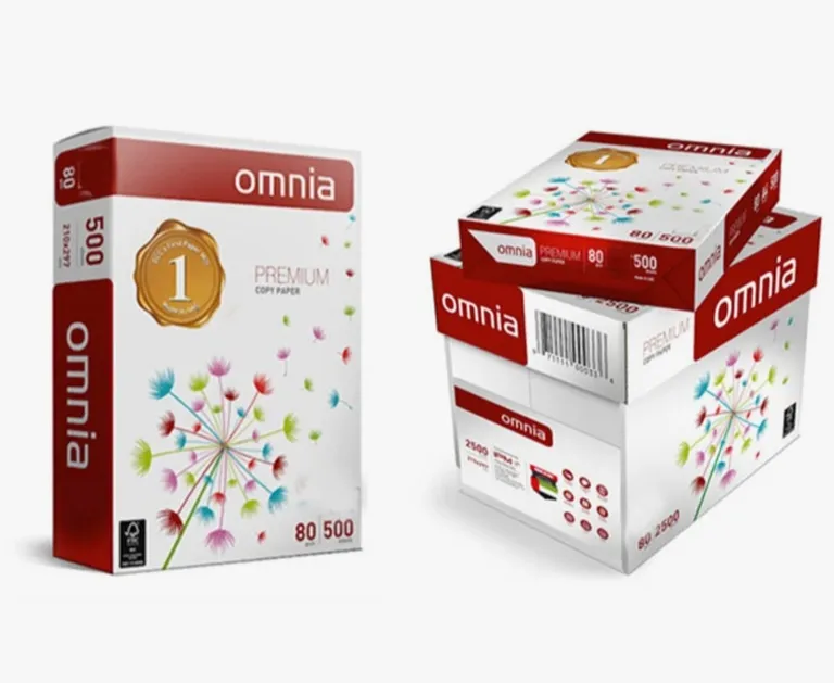 OMNIA A4 Copier Paper - 80 GSM, 500 Sheets per Ream, 5 Reams (Carton Pack), White Printing Paper for Office, School, and Home Use