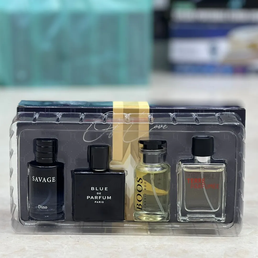 طقم عطور هدايا – مجموعة من 4 قطع  استمتع بتجربة عطرية فريدة مع طقم عطور مميز يضم 4 روائح متنوعة تناسب جميع الأذواق والمناسبات. تم اختيار
